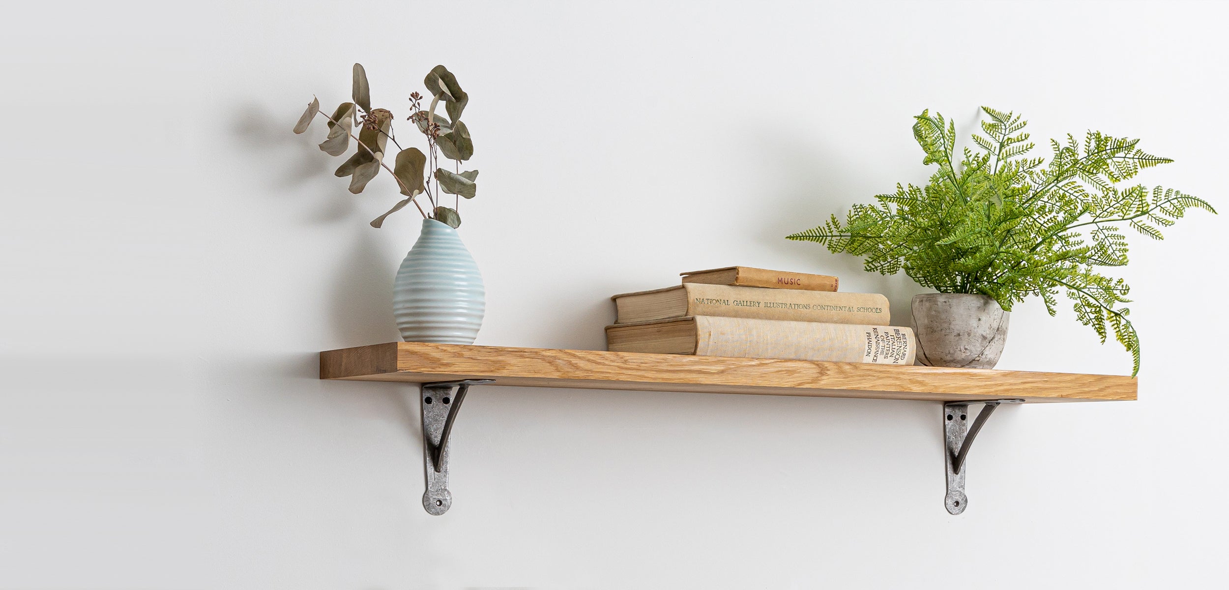 Solid oak shelves banner