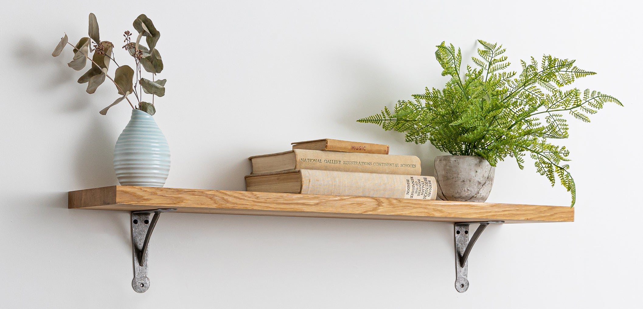 Solid oak shelves banner